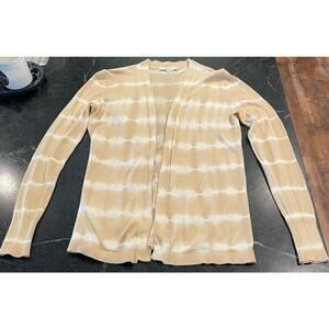 LOFT tan tie dye cardigan sweater Size medium 100% Cotton